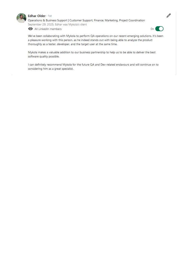 Client recommendation preview